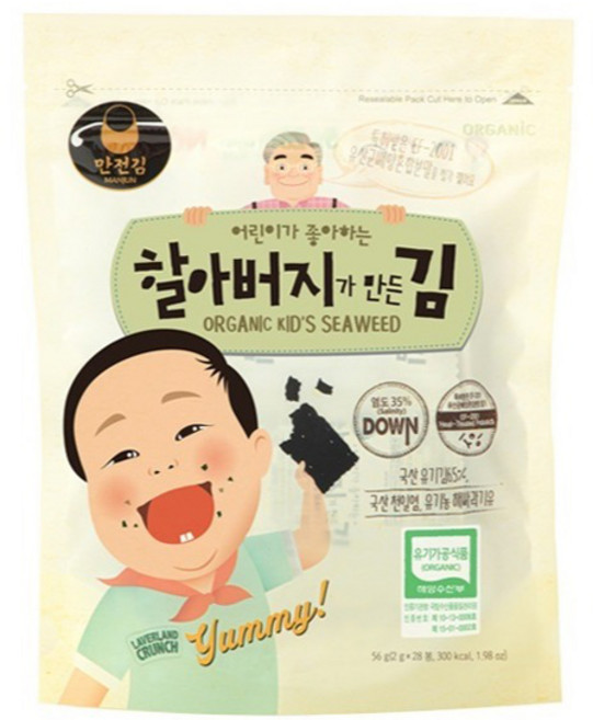 만전김 유기가공식품 인증 할아버지가 만든 김, 56g, 1개