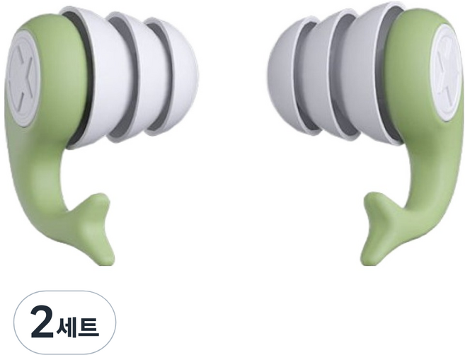 누비나 실리콘 돌고래 방음 수면 수영 공부 귀마개 좌우 세트 그린, 2세트