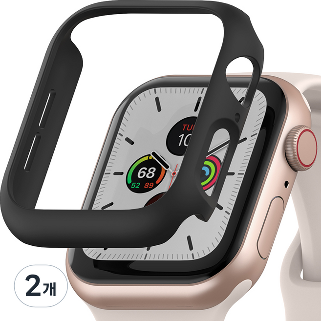신지모루 풀커버 일체형 하드커버 스마트워치 케이스, 블랙, 2개