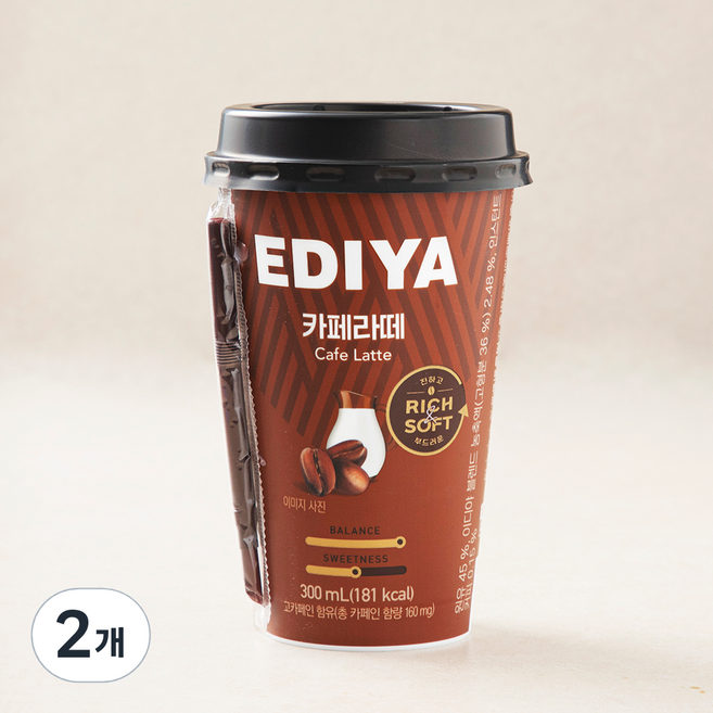 이디야 카페라떼, 2개, 300ml