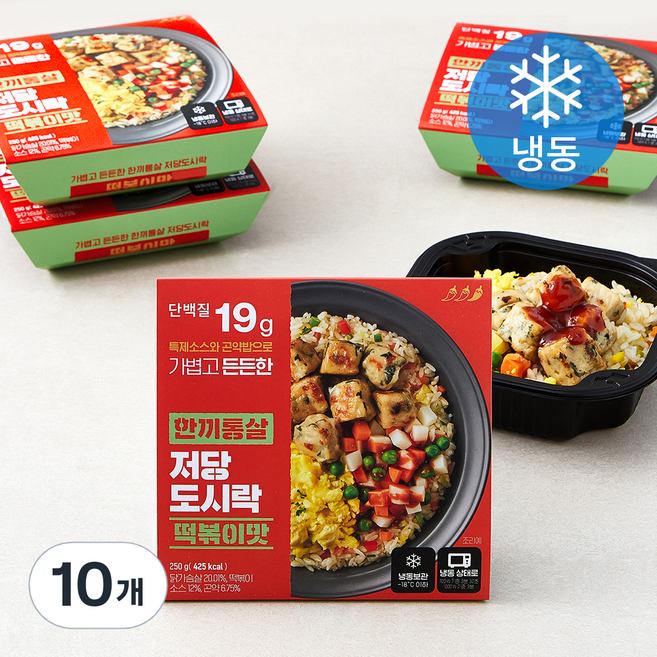 한끼통살 저당 도시락 떡볶이맛 (냉동), 250g, 10개