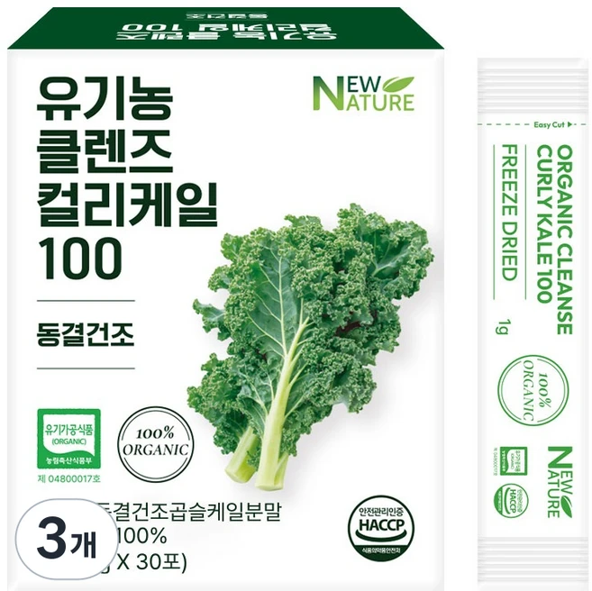 뉴네이처 유기농 클렌즈 컬리케일 100 30p, 30g, 3개 - 쿠팡