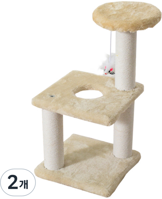 데이소이 고양이 미니 캣타워 스크래쳐 면, 베이지, 2개
