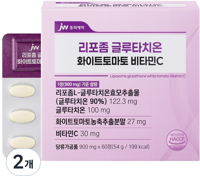 jw Pharmaceutical 脂質體穀胱甘肽白番茄維他命C 54g, 2個, 60錠