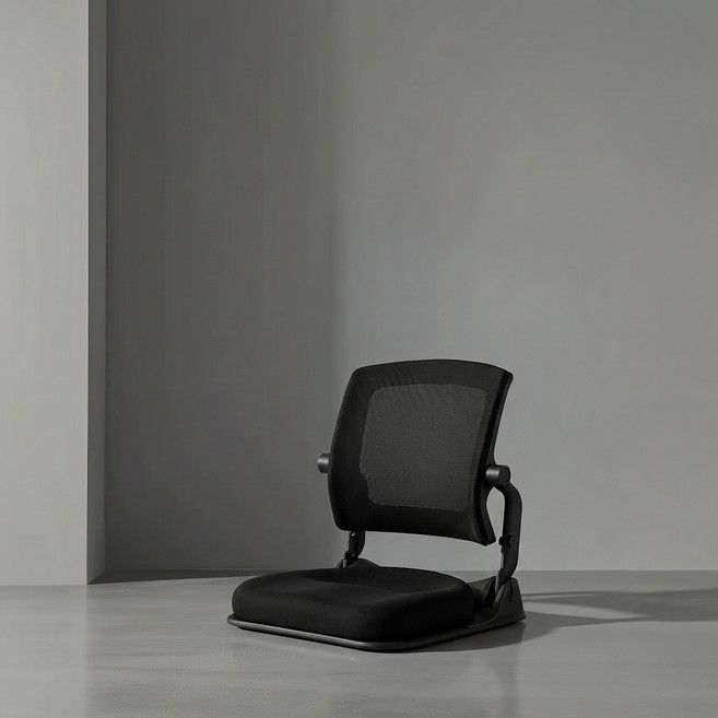 딥워크 좌식 프로 접이식 허리 편한 등받이 바닥 의자 기본형, 올블랙