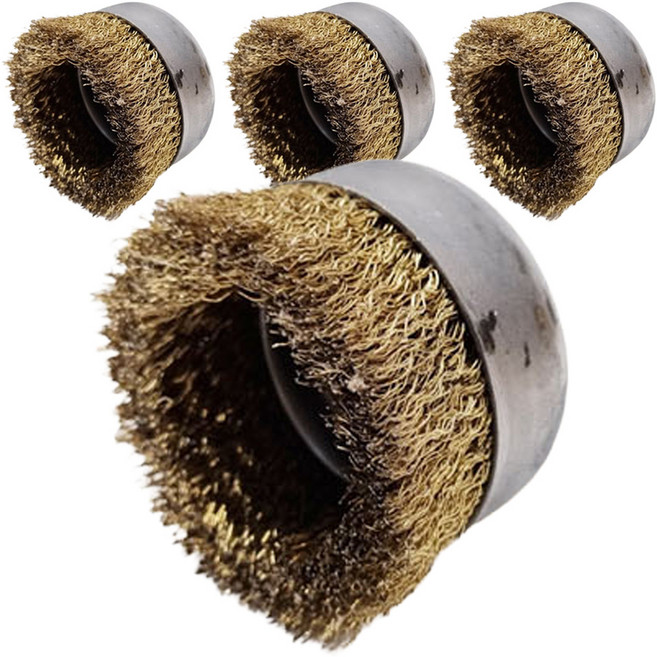 월드크린 녹제거 컵 브러쉬 철, 4개