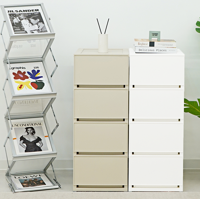 엠비코 국내 제조 모던 슬림 서랍장, 베이지, 4단