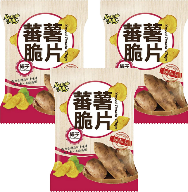 Pop-Smile 卡滋 蕃薯脆片 梅子口味 全素, 70g, 3包