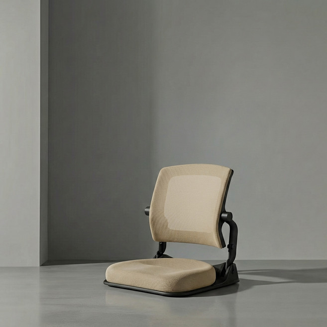 딥워크 좌식 프로 접이식 허리 편한 등받이 바닥 의자 기본형, 블랙베이지