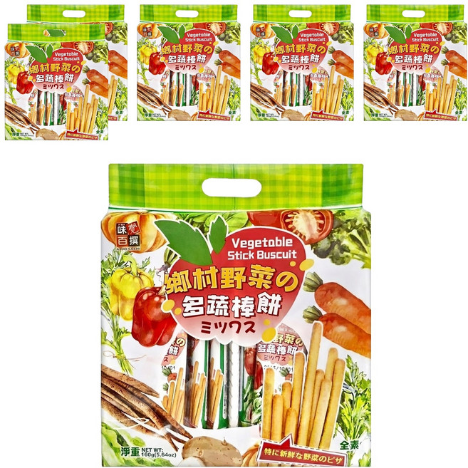 AJI OKASHI 味覺百撰 鄉村野菜之多蔬棒餅, 160g, 6袋