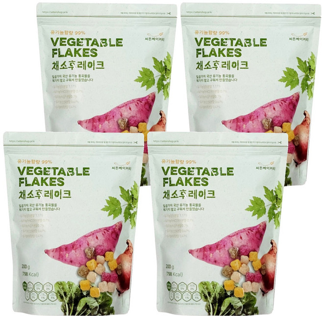씨튼베이커리 유기농 채소 후레이크, 200g, 4개