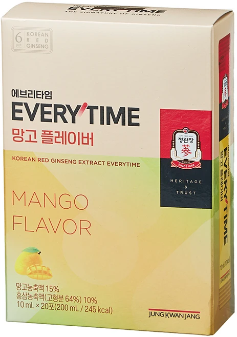 에브리타임 정관장 망고 플레이버 20p, 1개, 200ml - 쿠팡