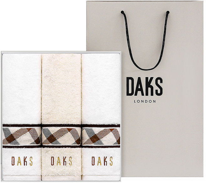 DAKS 新諾丁山毛巾 180克 30支棉紗 3入組, 1組, 白色 + 米色