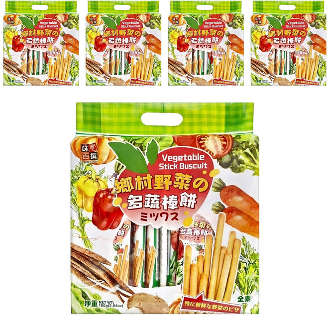 AJI OKASHI 味覺百撰 鄉村野菜之多蔬棒餅, 160g, 5袋