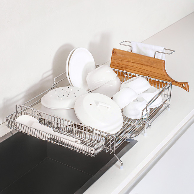 스텐팩토리 루벨로 올스텐304 확장형 식기건조대, 1단, 실버, 1개