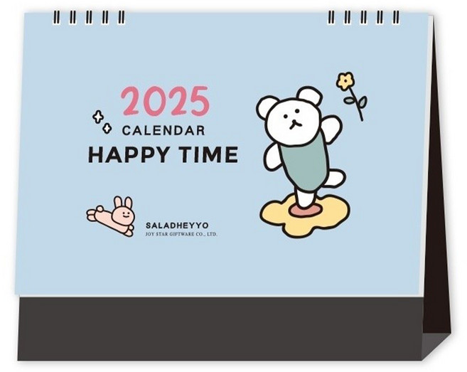 JOY STAR 沙拉嘿呦 25K三角大桌曆 2025年曆 HAPPY TIME, 踏青熊 藍色, 1本