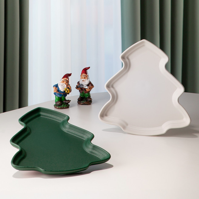 아띠홈 쁘띠포레 트리접시 2종 세트, 크림 + 그린, 1세트