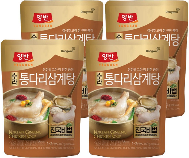 양반 수라 통다리 삼계탕, 460g, 4개