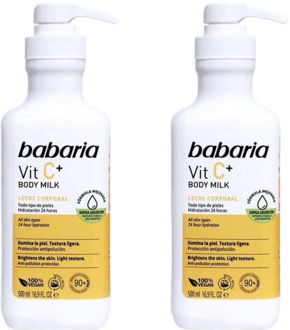 babaria 維他命C淨亮嫩白乳液｜嫩白 保濕 身體乳, 500ml, 2瓶