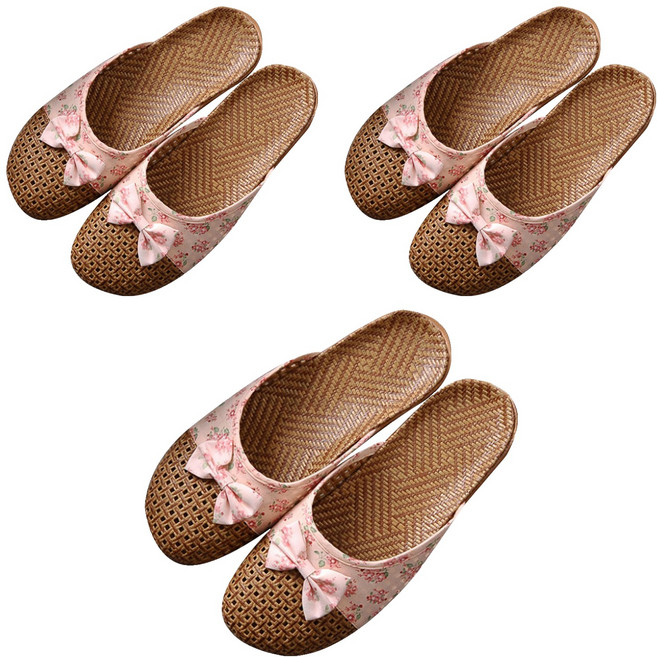 앤티스 썸머 라탄 논슬립 여성 거실화, 핑크, 3개