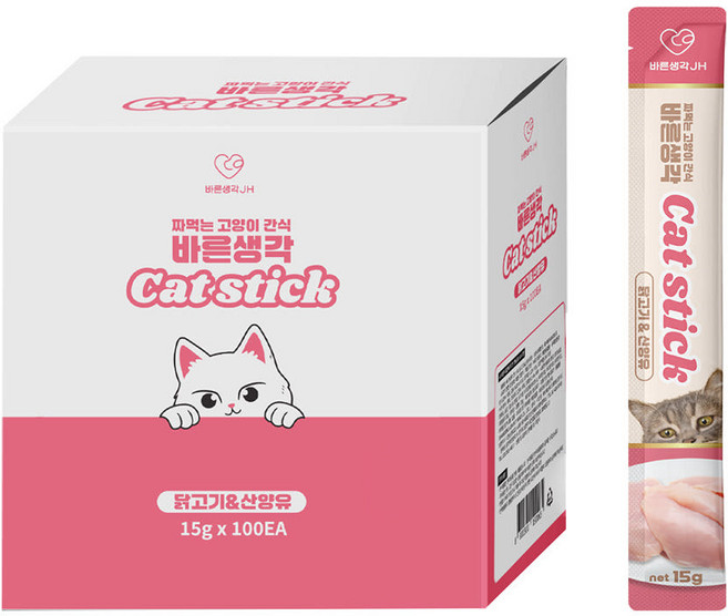바른생각 고양이 스틱 100p, 1.5kg, 1개, 혼합맛(닭고기/산양유)
