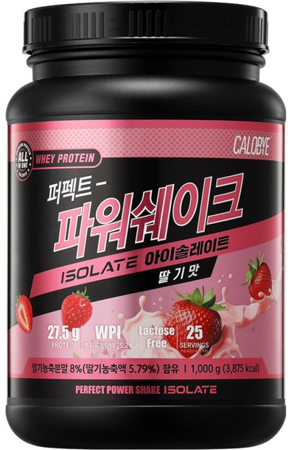칼로바이 퍼펙트 파워쉐이크 아이솔레이트 프로틴파우더 딸기맛, 1kg, 1개