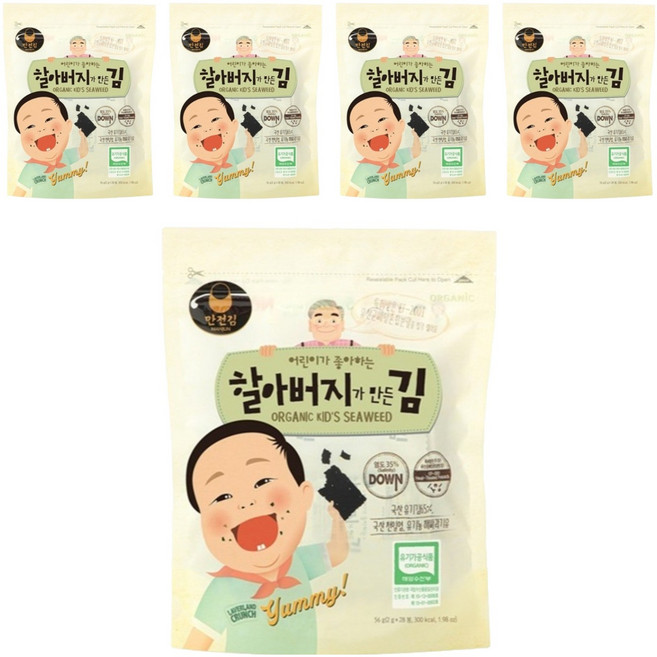 만전김 유기가공식품 인증 할아버지가 만든 김, 56g, 5개