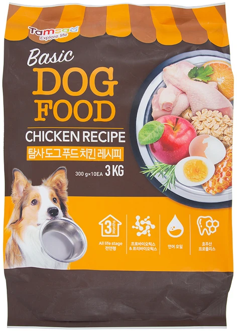 탐사6free강아지 사료 치킨 레시피, 3kg, 1개, 닭 - 쿠팡