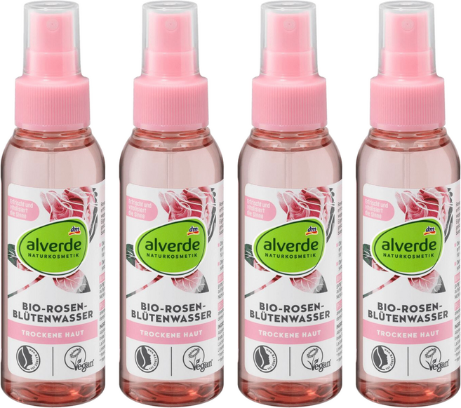 dm alverde 有機玫瑰水 4瓶, 100ml, 1組