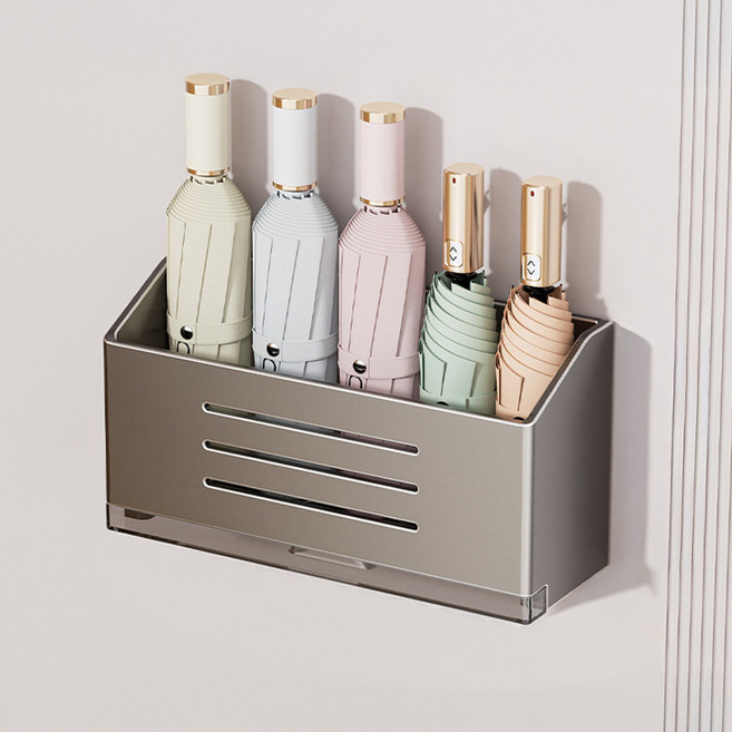 메이크마인 무타공 자석 물빠짐 현관 우산꽂이, 그레이(꽂이), 1개