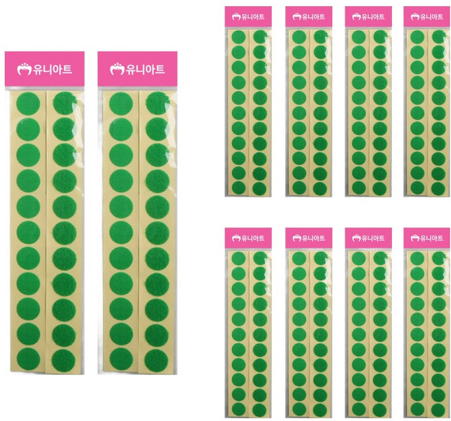 유니아트 원형찍찍이 20mm 초록, 10개