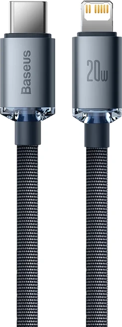 Baseus 倍思 晶耀系列 Type-C-IP 快充數據線 20W 蘋果新機快充, 2m, 黑色, 1條