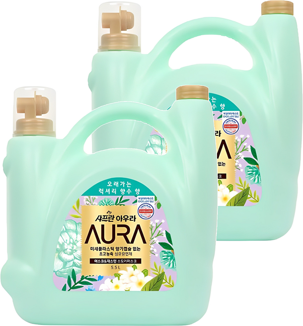 아우라 초고농축 섬유유연제 스모키머스크 알파 에이 본품, 8L, 2개
