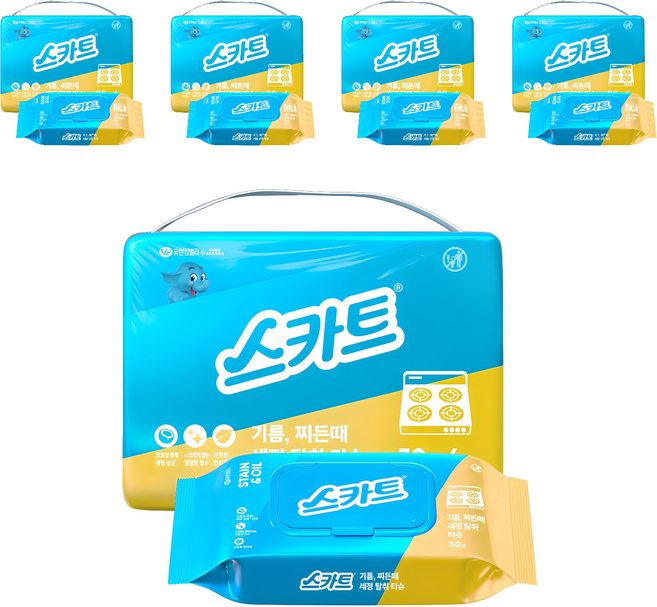 스카트 기름 찌든때 세정 탈취 티슈, 20개