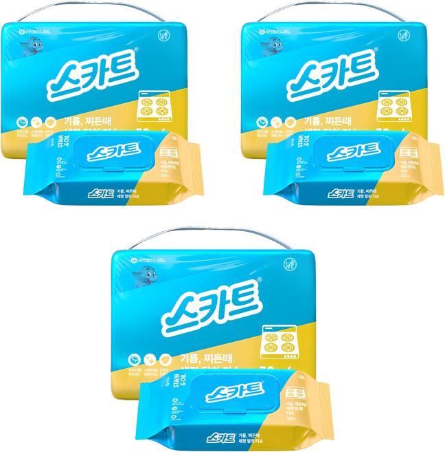 스카트 기름 찌든때 세정 탈취 티슈, 12개