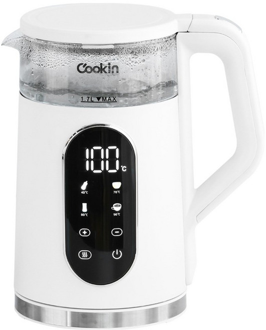 쿠킨 전자식 스마트 이중유리 전기포트 1.7L, KEK-GF1700EDGCP
