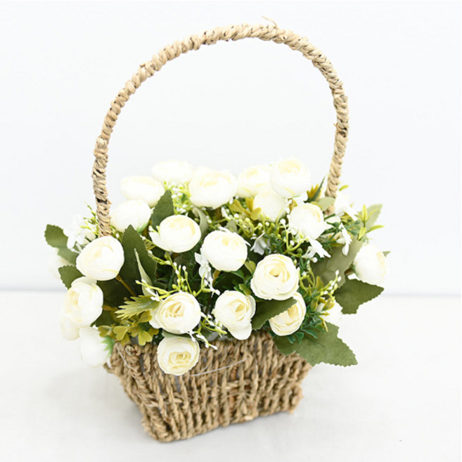 도시정원 큐티 미니 러넌 꽃바구니, 화이트, 1개