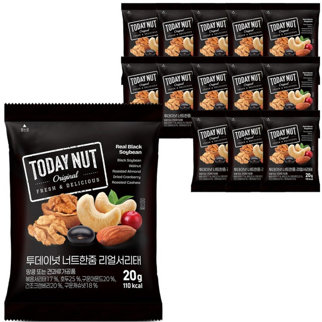 투데이넛 2주플랜 리얼서리태, 20g, 14개