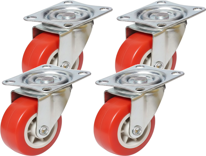 泉友 PVC轉向腳角輪組 耐重40kg 4個, 2組, 紅色