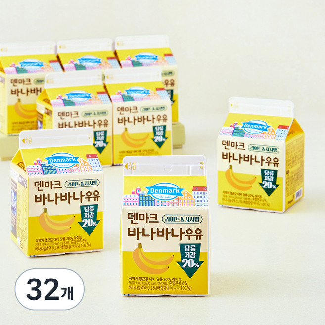 덴마크 바나바나 우유, 300ml, 32개