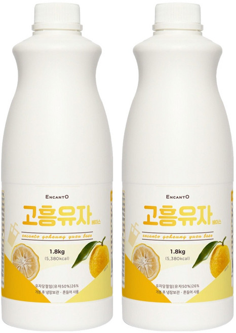 엔칸토 고흥 유자 음료베이스, 1.8kg, 2개