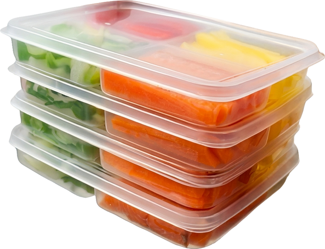 데일리픽 4칸 소분 투명 수납 밀폐용기, 4개, 단품