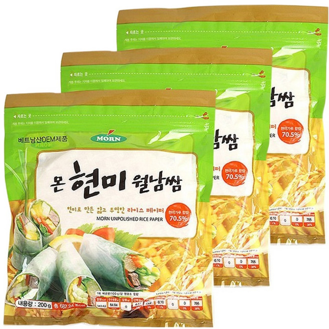 MORN 현미 월남쌈, 200g, 3개