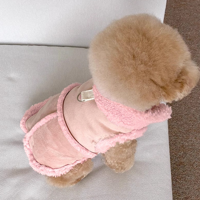 퍼피드림 아이 따뜻해 강아지 무스탕 조끼 00211, 핑크, 1개