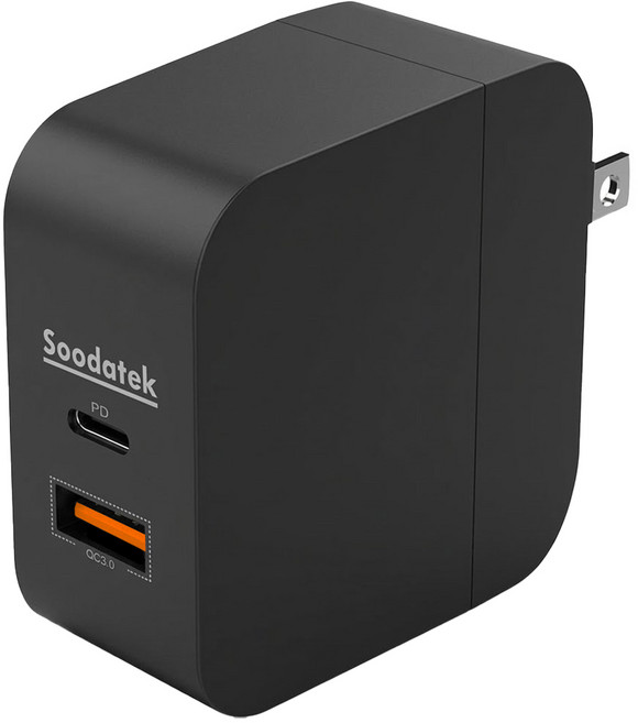 Soodatek 45W Dual Port 充電器 PD+QC 黑色