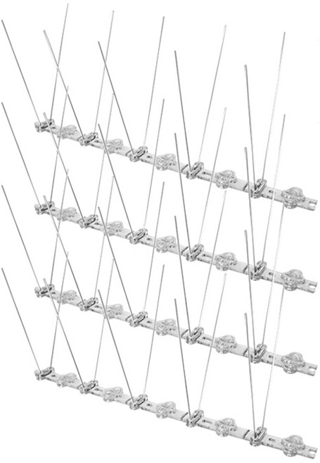 한일전기 비둘기 퇴치 버드 스파이크 25cm + V자 스테인리스 스틸 5p + 아크릴 양면테이프 25cm 세트, 4세트