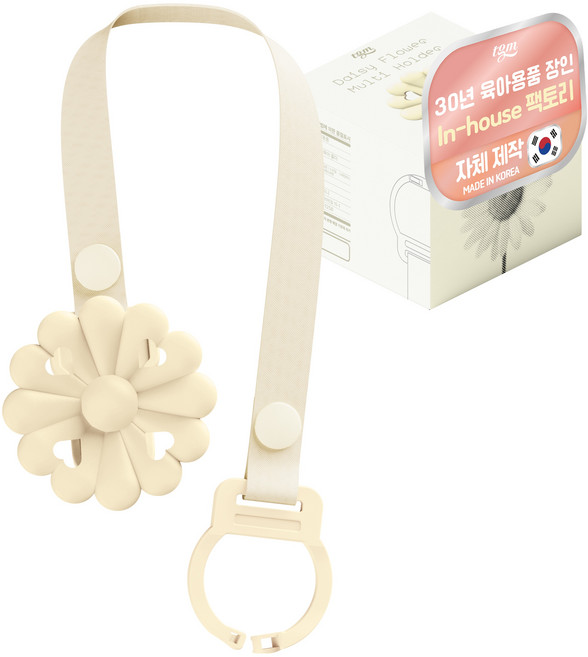 티지엠 데이지 쪽쪽이 클립 노리개 젖꼭지 치발기 흘림 방지 스트랩 홀더, 노꼭지, 크림 버터, 1개