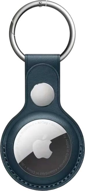 頭層牛皮AIR TAG皮套鑰匙圈 KB125, 瘋馬藍, 1個