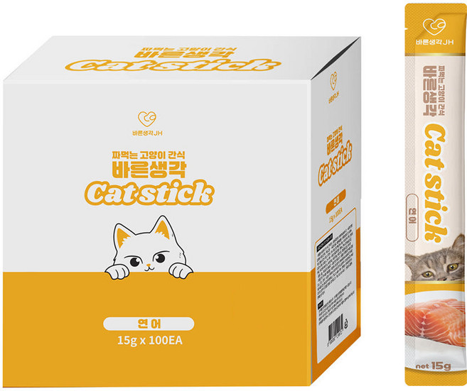 바른생각 고양이 스틱 100p, 1.5kg, 1개, 연어