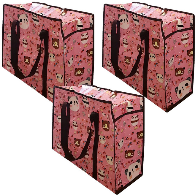 안젤라홈 일러스트 타포린백 지퍼형 60 x 45 x 20 cm, 곰돌이, 3개